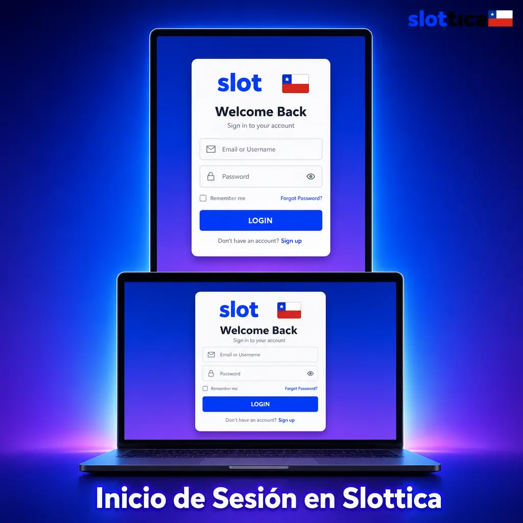 Pantalla de inicio de sesión en Slottica con campos de correo electrónico y contraseña para acceder a tu cuenta